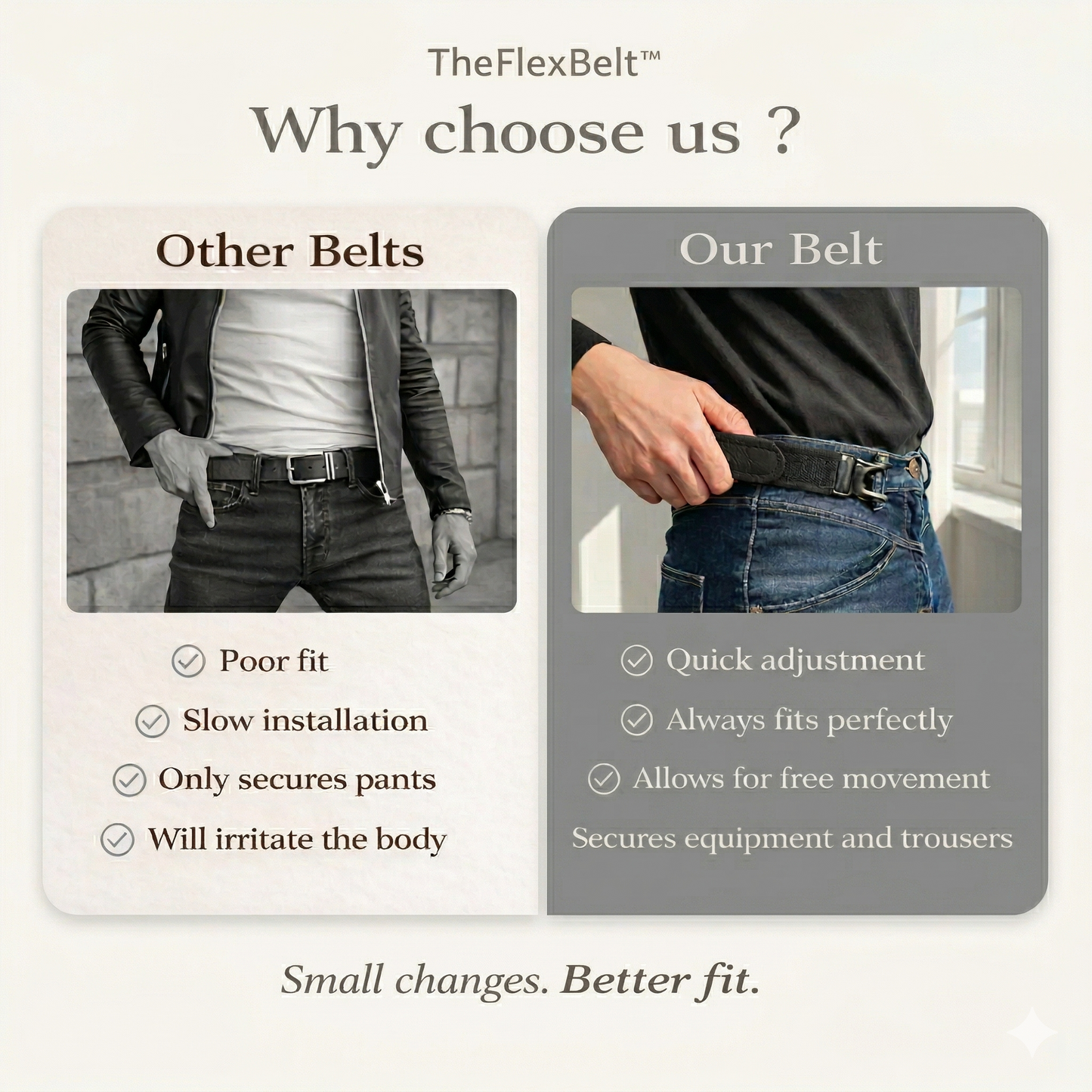 FlexBelt™ - Buckle-Free Hook Belt