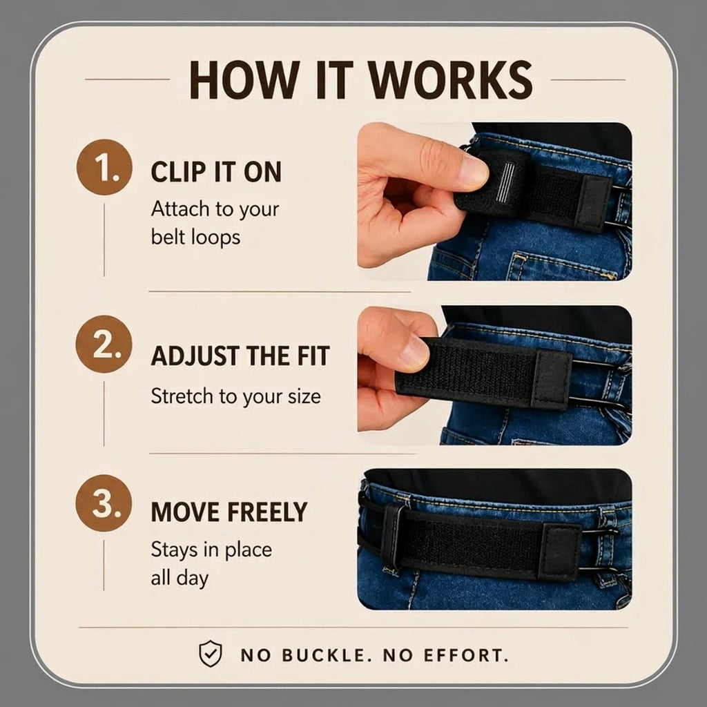 FlexBelt™ - Buckle-Free Hook Belt